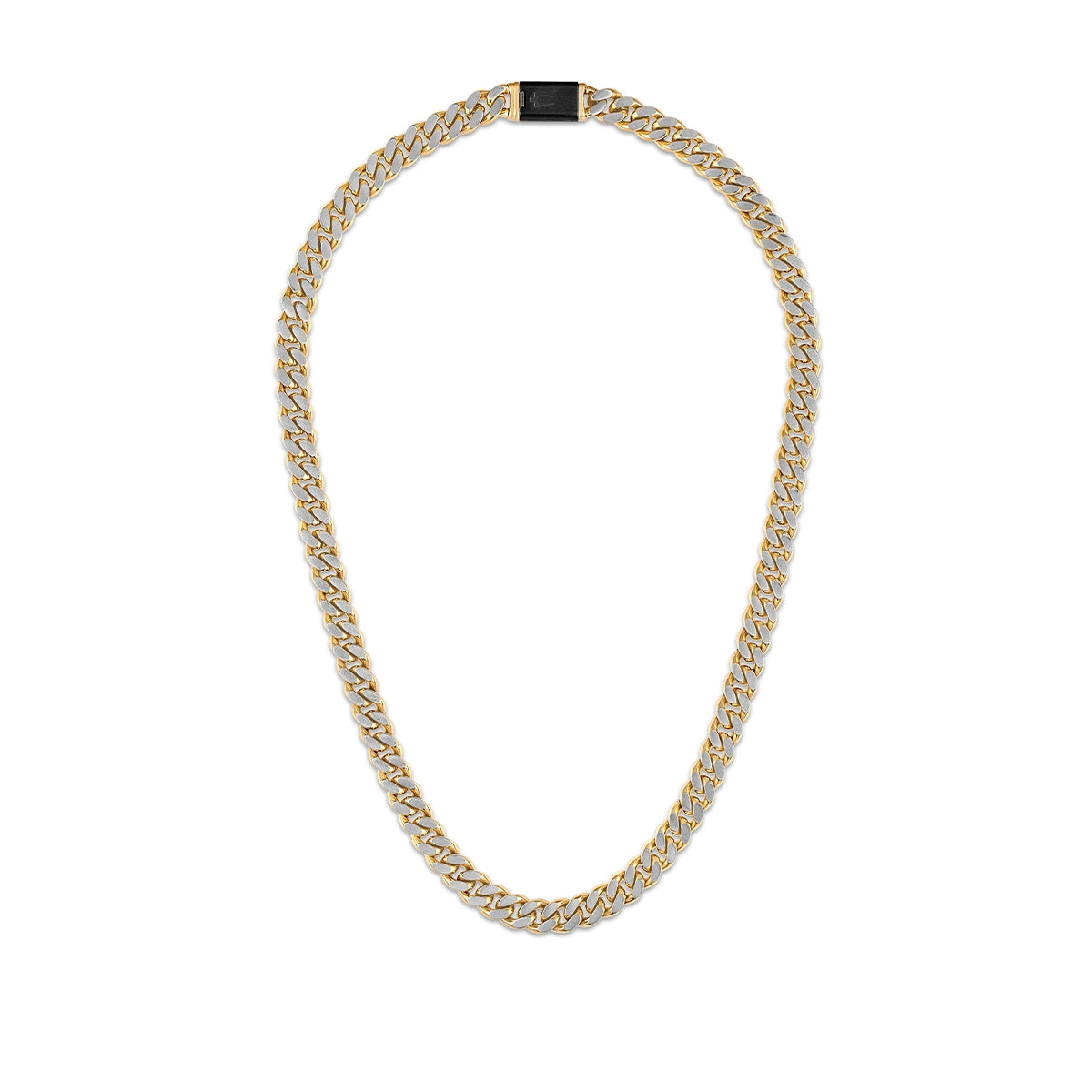 Bulova Men's 10mm 24-inch Curb Chain Necklace in Gunmetal & Gold-Tone Stainless Steel front view