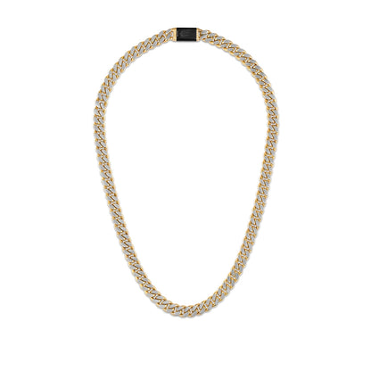 Bulova Men's 10mm 24-inch Curb Chain Necklace in Gunmetal & Gold-Tone Stainless Steel front view