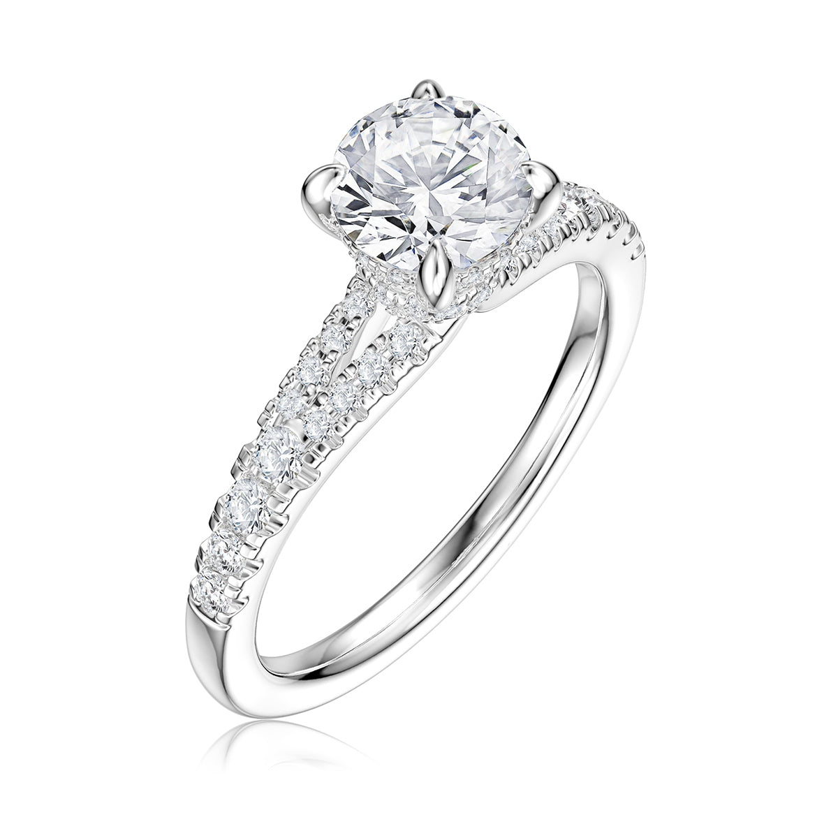 Noventa 1-1/3 ct. tw. Round Brilliant Diamond Engagement Ring in 14K White Gold front view