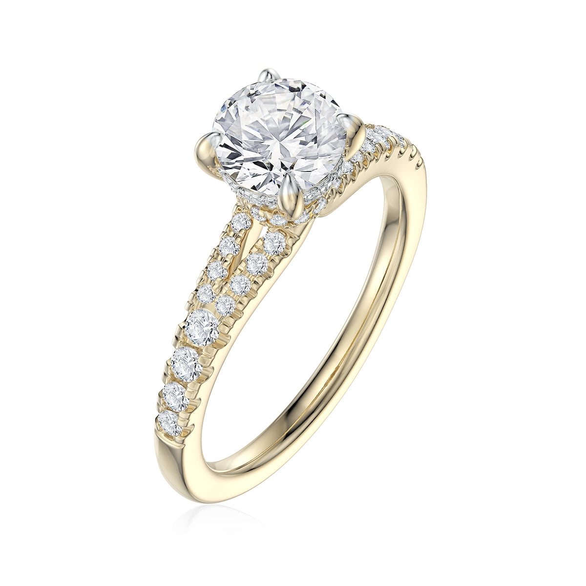 Noventa 1-1/3 ct. tw. Round Brilliant Diamond Engagement Ring in 14K Yellow Gold front view