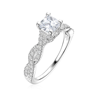 Premier Natural 1-1/4 ct. tw. Princess Cut Diamond Scalloped Wedding Set in 14K White Gold front view