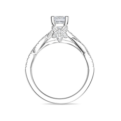 Premier Natural 1-1/4 ct. tw. Princess Cut Diamond Scalloped Wedding Set in 14K White Gold close-up detail