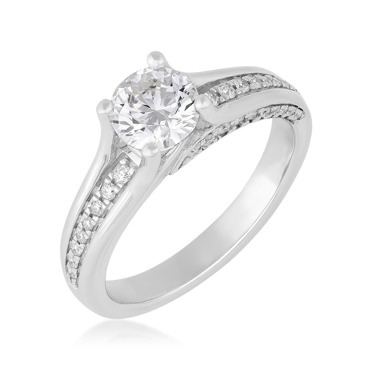 Premier Natural 1-1/5 ct. tw. Round Brilliant Diamond Engagement Ring in 14K White Gold front view