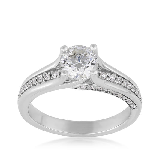 Premier Natural 1-1/5 ct. tw. Round Brilliant Diamond Engagement Ring in 14K White Gold