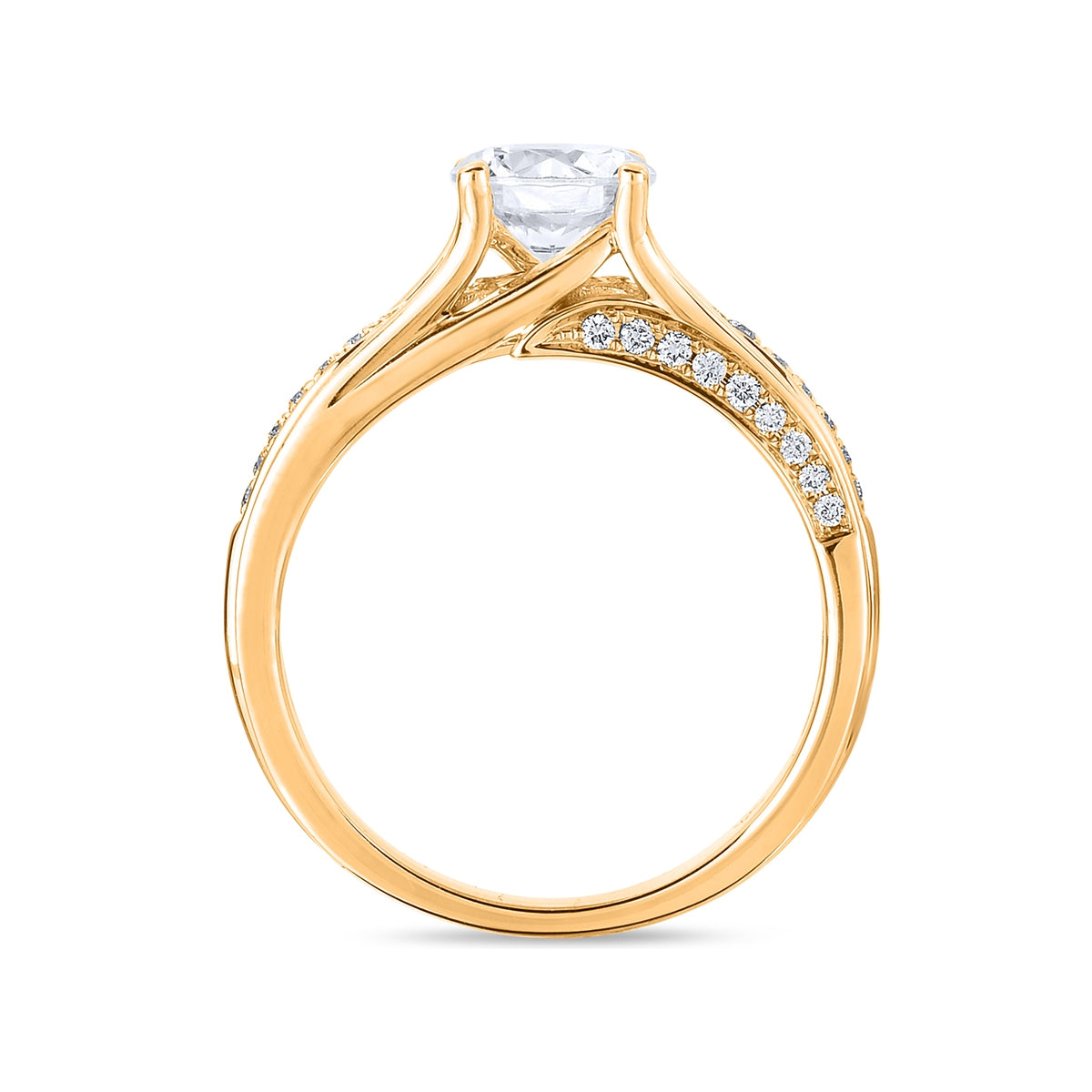 Premier Natural 1-1/5 ct. tw. Round Brilliant Diamond Engagement Ring in 14K Yellow Gold front view