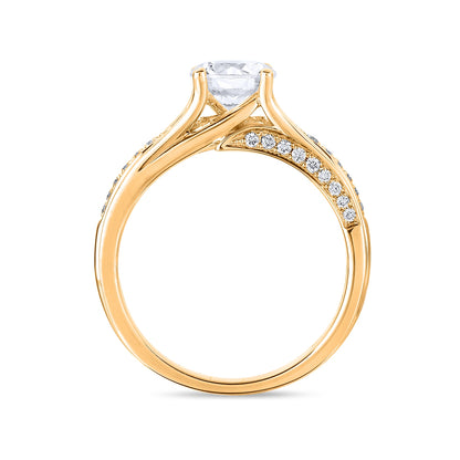 Premier Natural 1-1/5 ct. tw. Round Brilliant Diamond Engagement Ring in 14K Yellow Gold front view