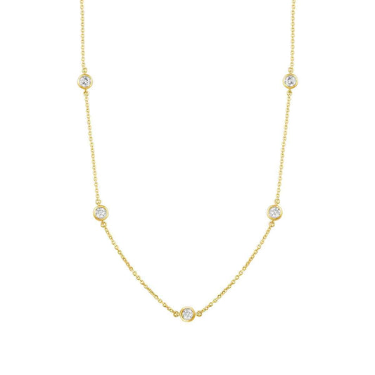 Demi Fine 1/2 ct. tw. Diamond Bezel Set Station Necklace in 14K Yellow Gold