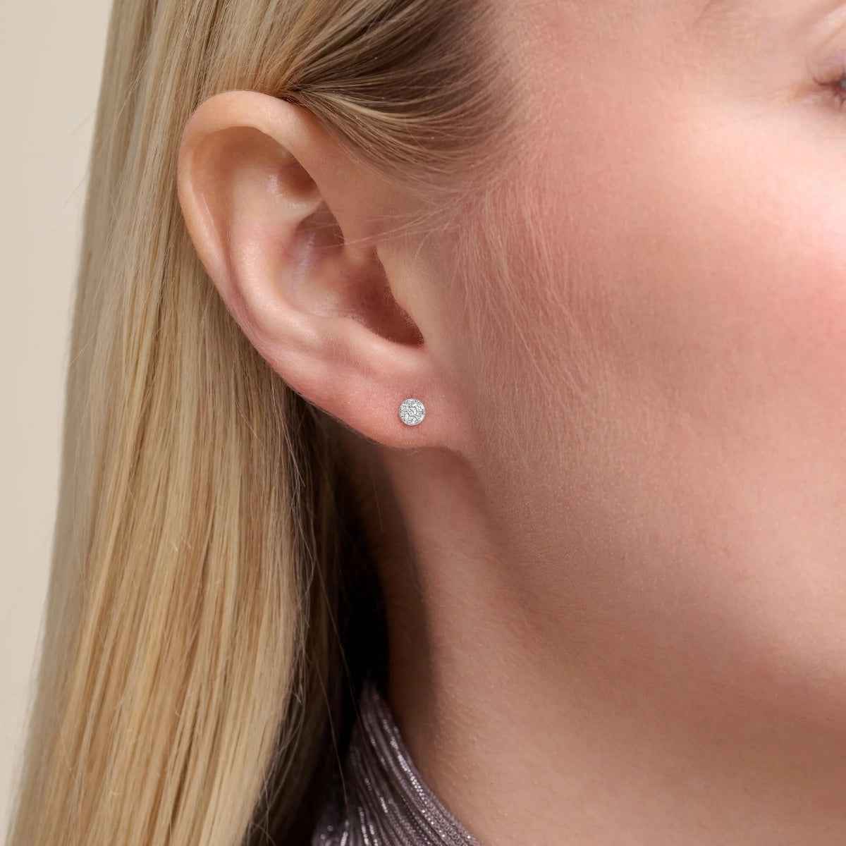 M by Monte Luna 1/10 ct. tw. Lab-Grown Diamond Cluster Earrings in Sterling Silver front view (2)