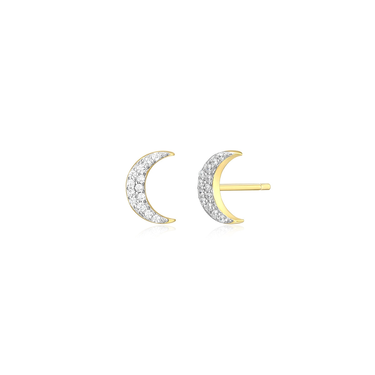 M by Monte Luna 1/10 ct. tw. Lab-Grown Diamond Moon Earrings in 14K Yellow Gold Plated Sterling Silver