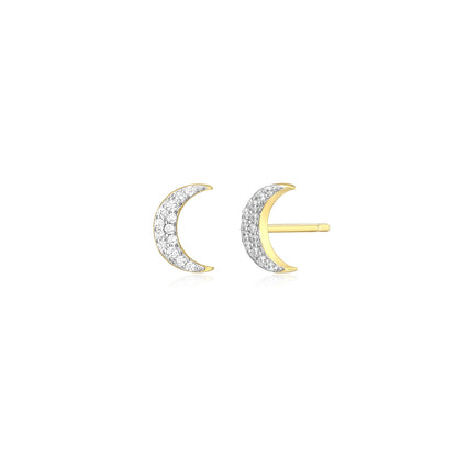 M by Monte Luna 1/10 ct. tw. Lab-Grown Diamond Moon Earrings in 14K Yellow Gold Plated Sterling Silver