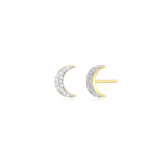 M by Monte Luna 1/10 ct. tw. Lab-Grown Diamond Moon Earrings in 14K Yellow Gold Plated Sterling Silver