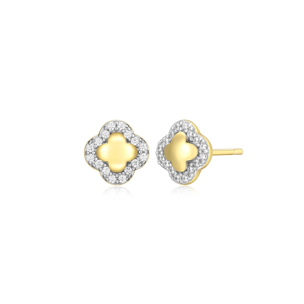 M by Monte Luna 1/10 ct. tw. Lab-Grown Diamond Quatrefoil Earrings in 14K Yellow Gold Plated Sterling Silver