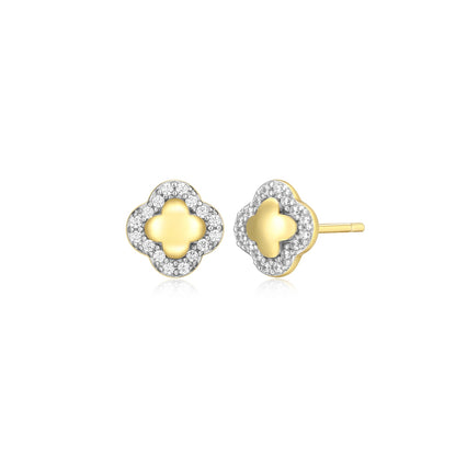 M by Monte Luna 1/10 ct. tw. Lab-Grown Diamond Quatrefoil Earrings in 14K Yellow Gold Plated Sterling Silver