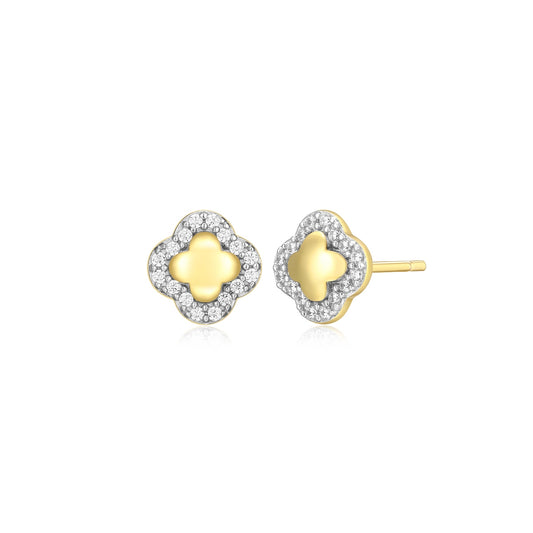 M by Monte Luna 1/10 ct. tw. Lab-Grown Diamond Quatrefoil Earrings in 14K Yellow Gold Plated Sterling Silver