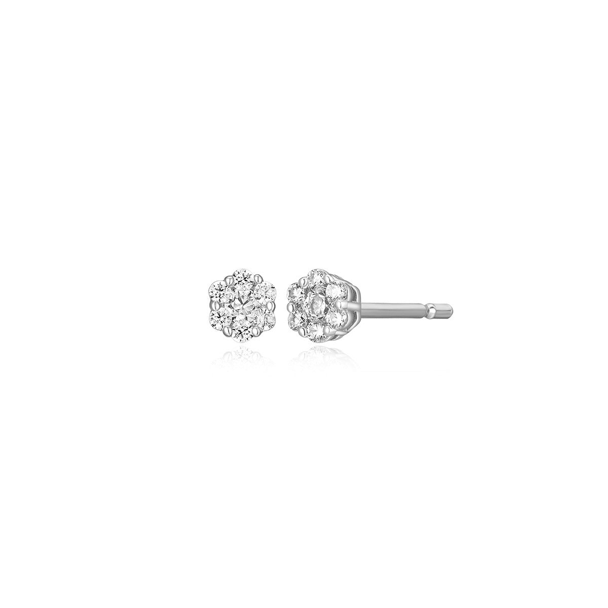 M by Monte Luna 1/10 ct. tw. Lab-Grown Diamond Cluster Earrings in Rhodium Plated Sterling Silver