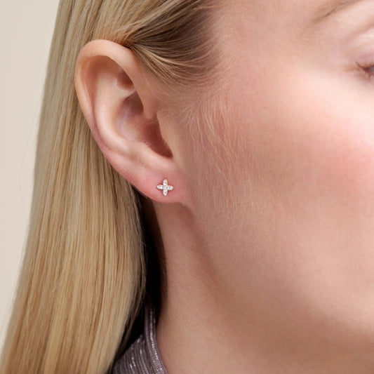 M by Monte Luna Lab-Grown Diamond Accent X Earrings in 14K Yellow Gold Plated Sterling Silver front view