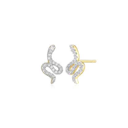 M by Monte Luna 1/8 ct. tw. Lab-Grown Diamond Snake Earrings in 14K Yellow Gold Plated Sterling Silver