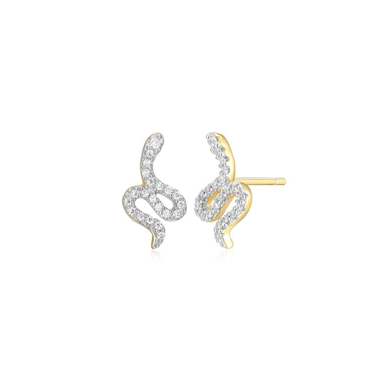 M by Monte Luna 1/8 ct. tw. Lab-Grown Diamond Snake Earrings in 14K Yellow Gold Plated Sterling Silver