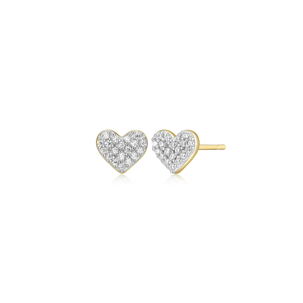 M by Monte Luna 1/8 ct. tw. Lab-Grown Diamond Pave Heart Earrings in 14K Yellow Gold Plated Sterling Silver