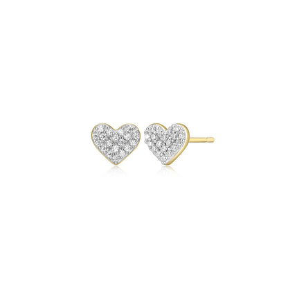 M by Monte Luna 1/8 ct. tw. Lab-Grown Diamond Pave Heart Earrings in 14K Yellow Gold Plated Sterling Silver