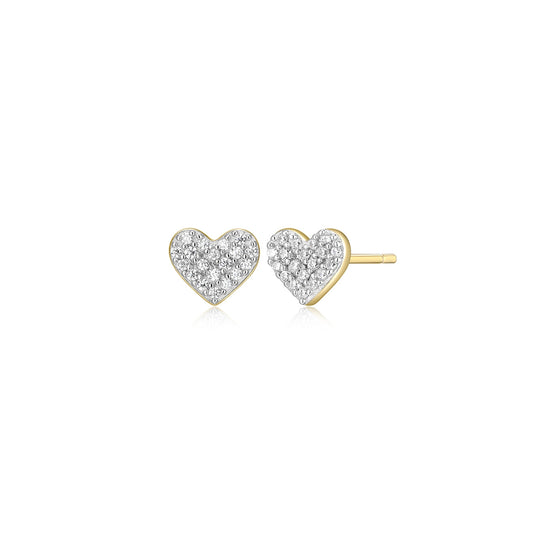 M by Monte Luna 1/8 ct. tw. Lab-Grown Diamond Pave Heart Earrings in 14K Yellow Gold Plated Sterling Silver