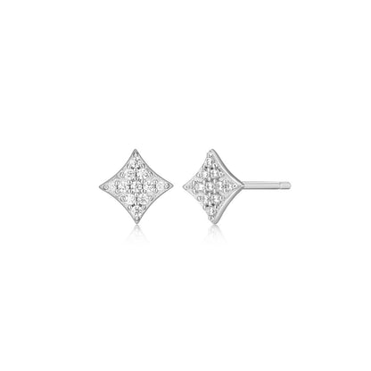 M by Monte Luna 1/10 ct. tw. Lab-Grown Round Diamond Starburst Earrings in Rhodium Plated Sterling Silver