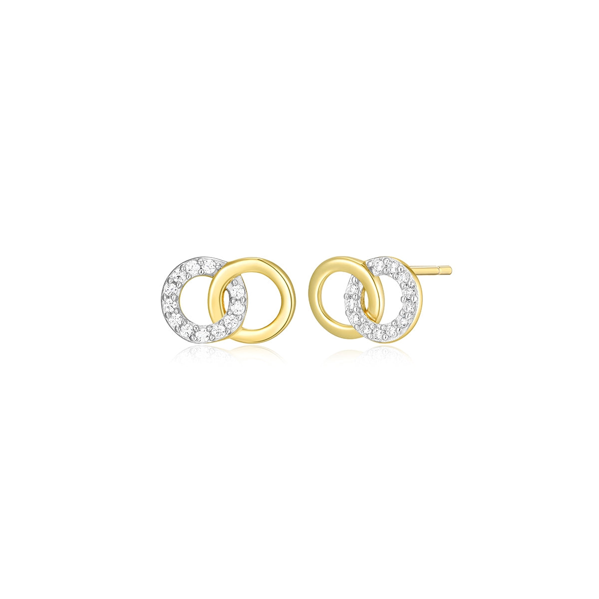 M by Monte Luna 1/10 ct. tw. Lab-Grown Diamond Double Circle Earrings in 14K Yellow Gold Plated Sterling Silver