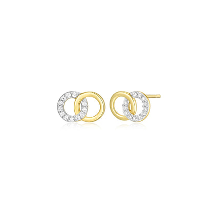 M by Monte Luna 1/10 ct. tw. Lab-Grown Diamond Double Circle Earrings in 14K Yellow Gold Plated Sterling Silver