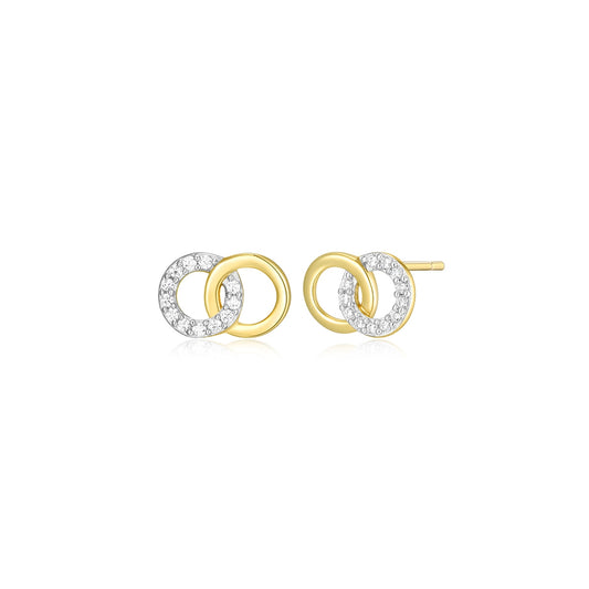 M by Monte Luna 1/10 ct. tw. Lab-Grown Diamond Double Circle Earrings in 14K Yellow Gold Plated Sterling Silver