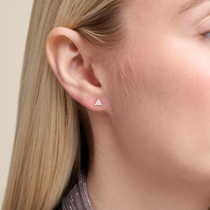 M by Monte Luna 1/10 ct. tw. Lab-Grown Diamond Pave Triangle Earrings in 14K Yellow Gold Plated Sterling Silver front view