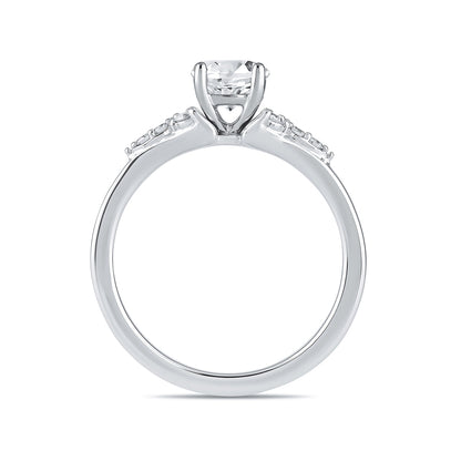 Premier Natural 7/8 ct. tw. Round Brilliant Diamond Engagement Ring in 14K White Gold front view
