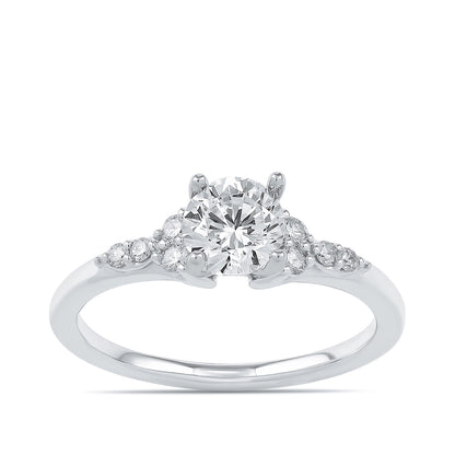 Premier Natural 7/8 ct. tw. Round Brilliant Diamond Engagement Ring in 14K White Gold