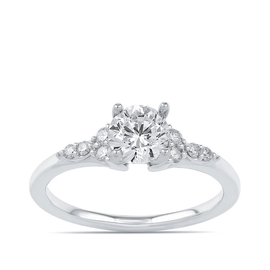 Premier Natural 7/8 ct. tw. Round Brilliant Diamond Engagement Ring in 14K White Gold