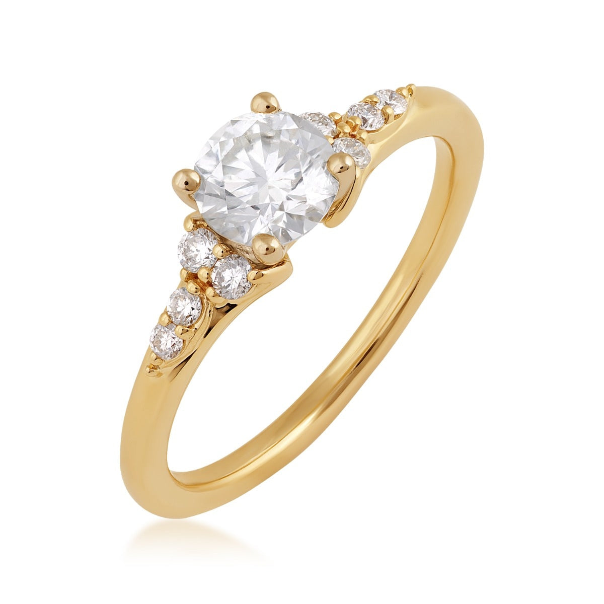 Premier Natural 7/8 ct. tw. Round Brilliant Diamond Engagement Ring in 14K Yellow Gold front view