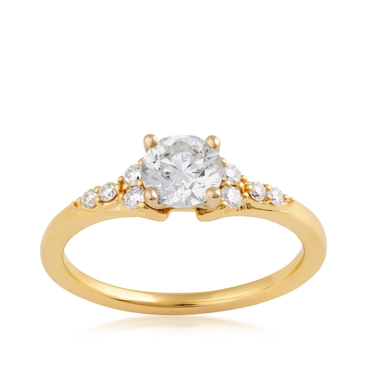 Premier Natural 7/8 ct. tw. Round Brilliant Diamond Engagement Ring in 14K Yellow Gold