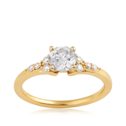 Premier Natural 7/8 ct. tw. Round Brilliant Diamond Engagement Ring in 14K Yellow Gold