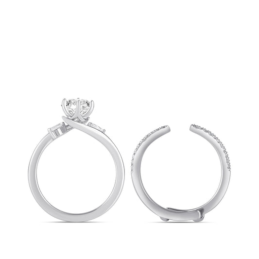 Premier Natural 3/4 ct. tw. Round Brilliant & Marquise Diamond Wedding Set in 14K White Gold side profile