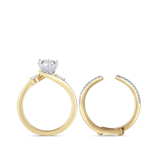 Premier Natural 3/4 ct. tw. Round Brilliant & Marquise Diamond Wedding Set in 14K Yellow Gold side profile