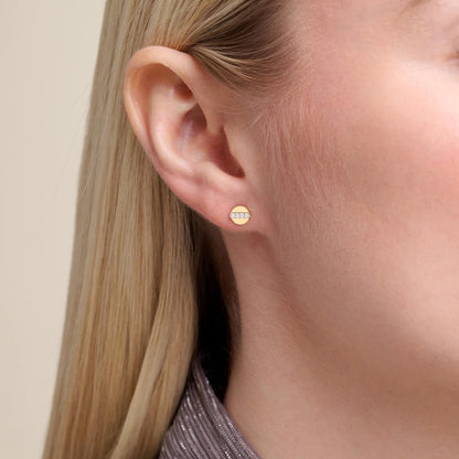 M by Monte Luna Lab-Grown Diamond Accent Circle Earrings in 14K Yellow Gold Plated Sterling Silver front view