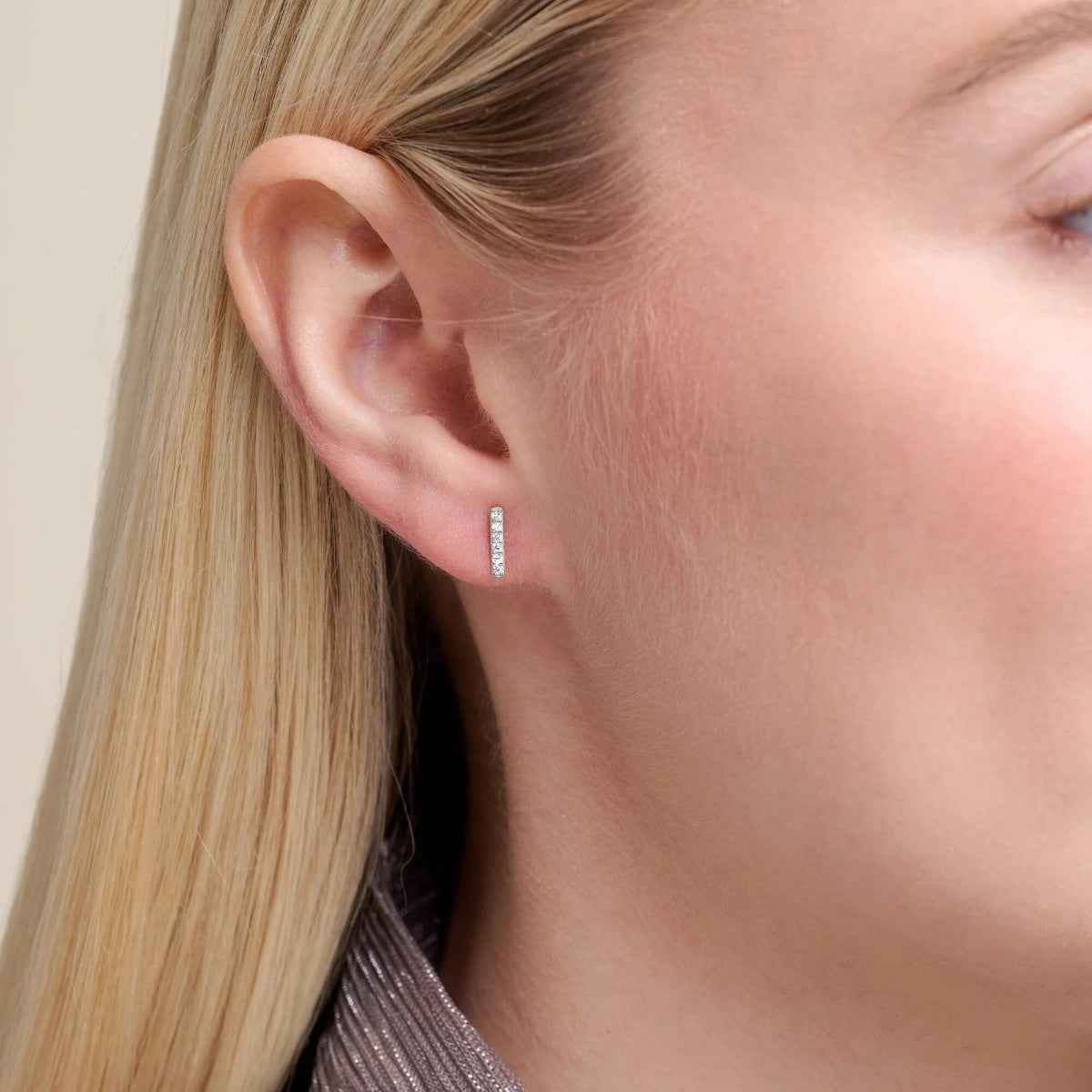 M by Monte Luna 1/10 ct. tw. Lab-Grown Diamond Bar Earrings in Sterling Silver front view