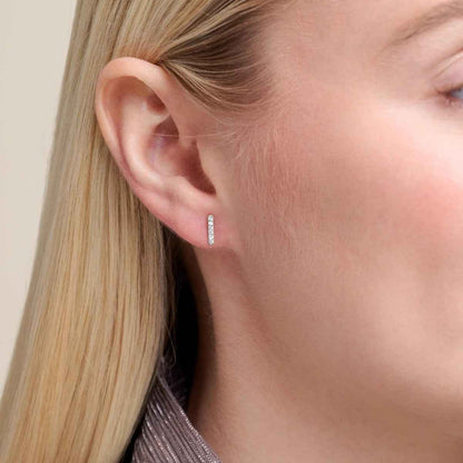 M by Monte Luna 1/10 ct. tw. Lab-Grown Diamond Bar Earrings in Sterling Silver front view