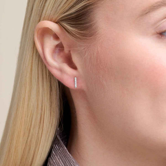 M by Monte Luna 1/10 ct. tw. Lab-Grown Diamond Bar Earrings in Sterling Silver front view