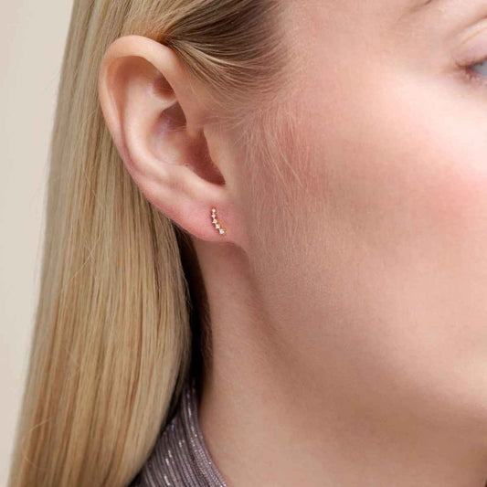 M by Monte Luna Lab-Grown Diamond Accent Curve Earrings in 14K Yellow Gold Plated Sterling Silver front view