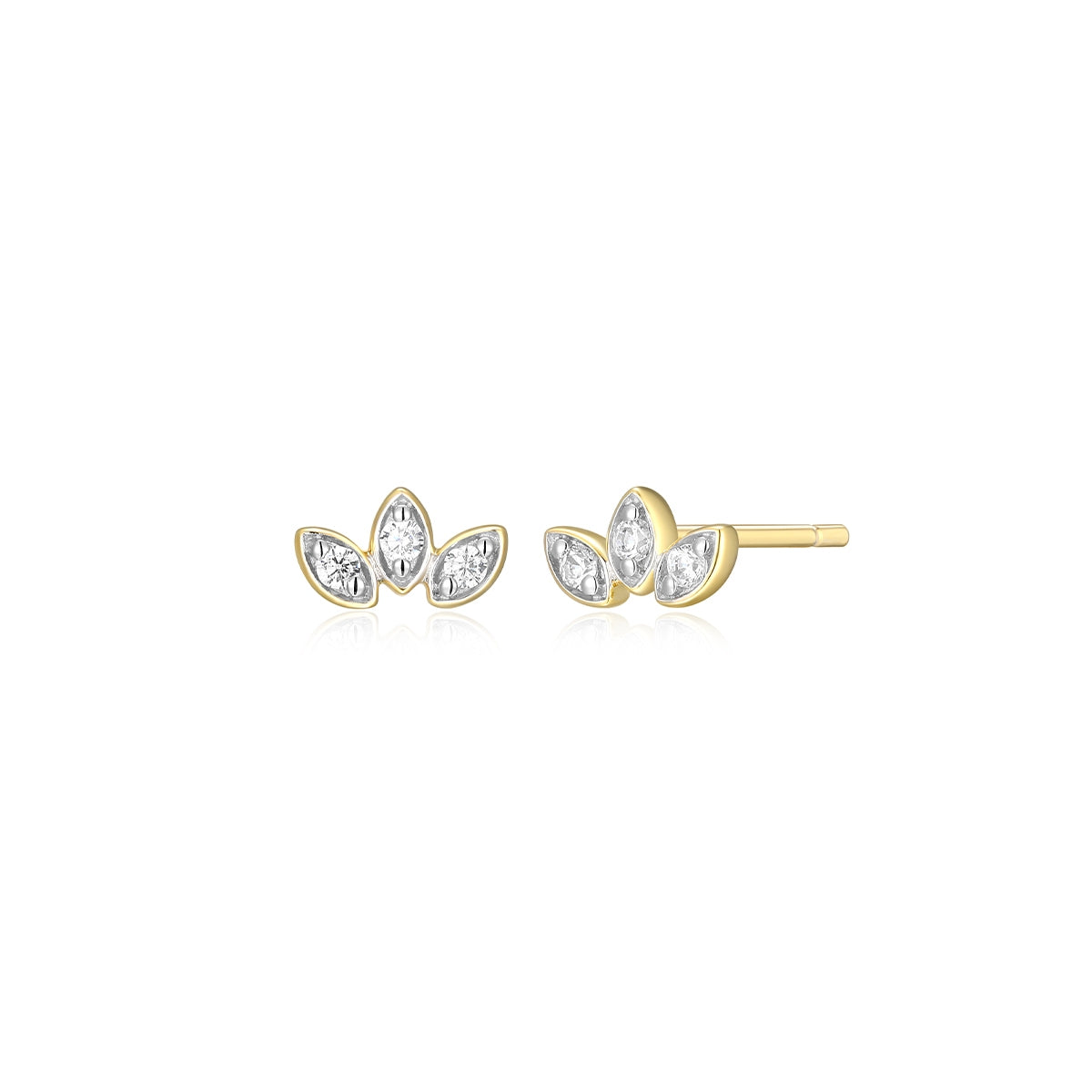 M by Monte Luna Lab-Grown Marquise Diamond Accent 3-Stone Earrings in 14K Yellow Gold Plated Sterling Silver