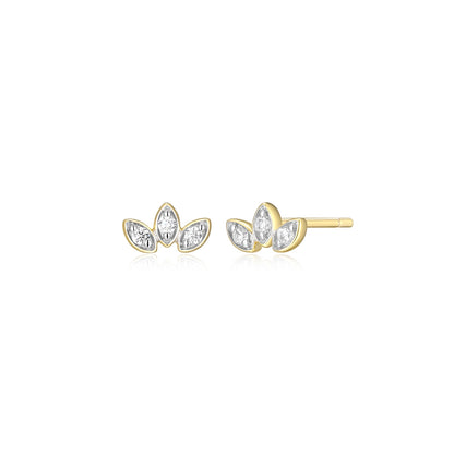 M by Monte Luna Lab-Grown Marquise Diamond Accent 3-Stone Earrings in 14K Yellow Gold Plated Sterling Silver