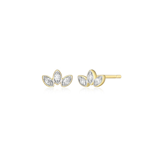 M by Monte Luna Lab-Grown Marquise Diamond Accent 3-Stone Earrings in 14K Yellow Gold Plated Sterling Silver