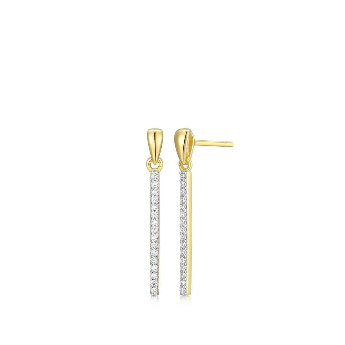 M by Monte Luna 1/10 ct. tw. Lab-Grown Diamond Bar Drop Earrings in 14K Yellow Gold Plated Sterling Silver