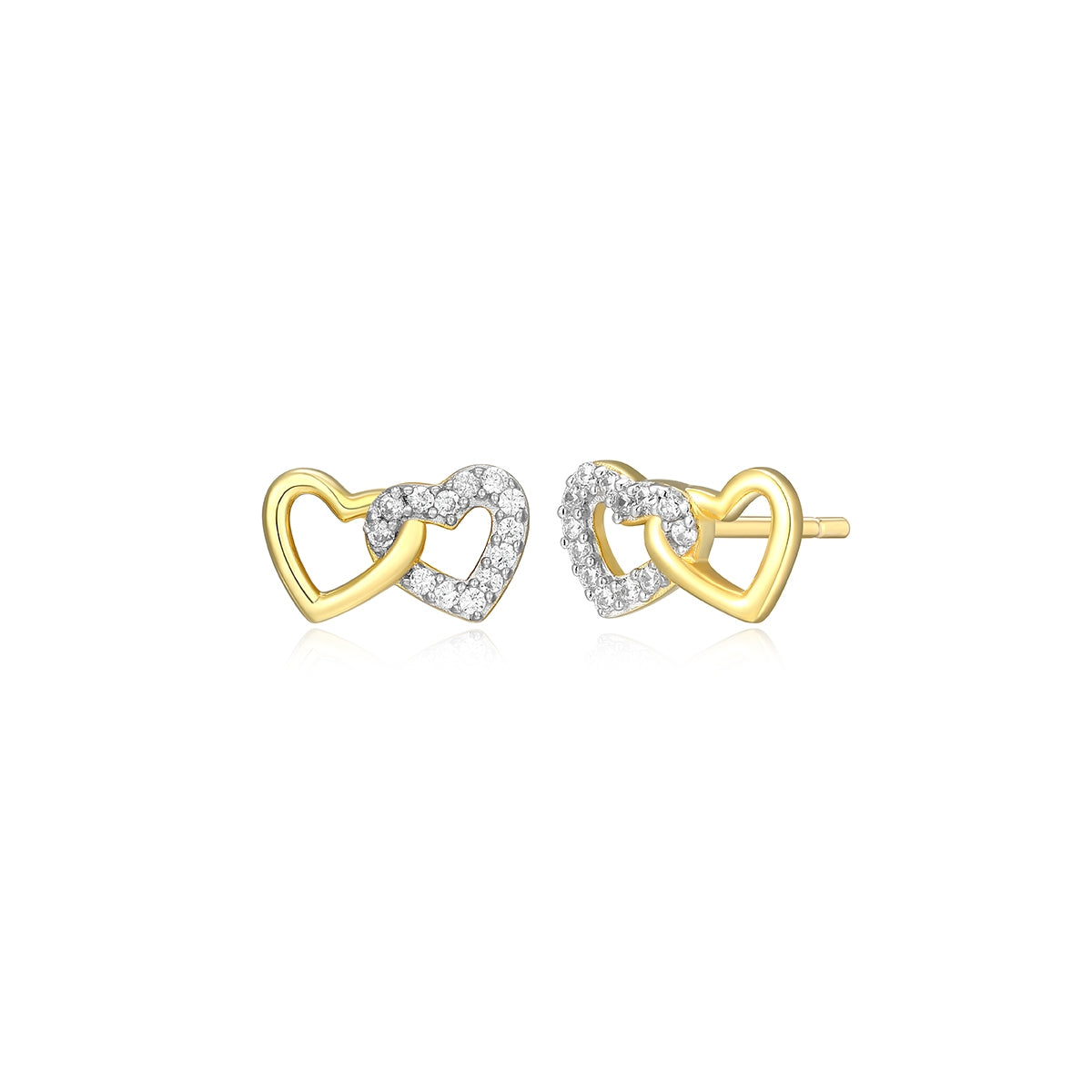 M by Monte Luna Lab-Grown Diamond Accent Double Heart Earrings in 14K Yellow Gold Plated Sterling Silver