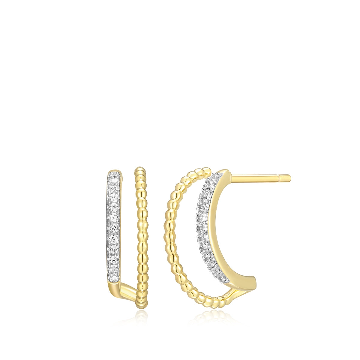 M by Monte Luna Lab-Grown Diamond Accent Double J Hoop Earrings in 14K Yellow Gold Plated Sterling Silver
