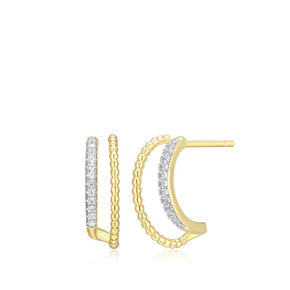 M by Monte Luna Lab-Grown Diamond Accent Double J Hoop Earrings in 14K Yellow Gold Plated Sterling Silver